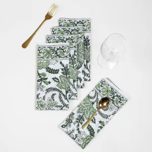 Beautiful Premium Hand Block Green Floral Reusable Soft Napkins