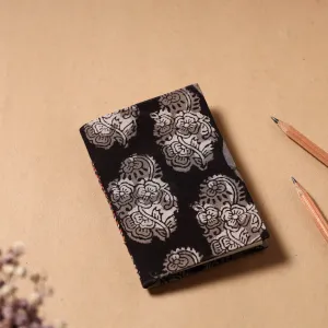 Black - Bagru Fabric Cover Handmade Paper Notebook (5 x 3.5 in)