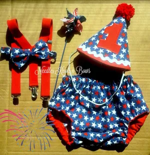 Boys 4th of July Patriotic Cake Smash Outfit, 1st Birthday Outfit