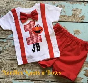 Boys Elmo Birthday Outfit, Baby Boys 1st Birthday Outfit, Sesame Street Birthday