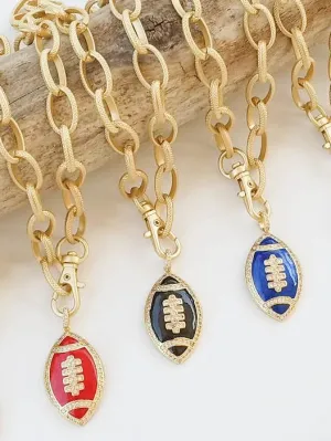 Enamel Football on Etched Chain Necklace by Virtue