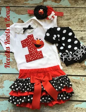 Girls Elmo 1st Birthday Outfit, Cake Smash Outfit