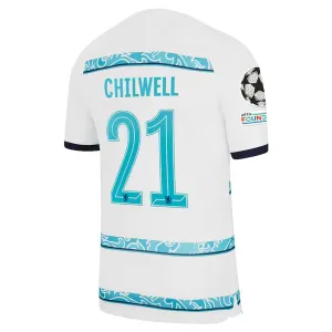 Nike Chelsea Ben Chilwell Away Jersey w/ Champions League   Club World Cup Patches 22/23 (White/College Navy)